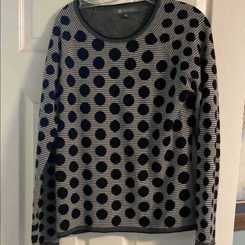 Title nine Black and Gray Polka Dot Sweater